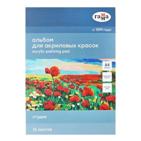 Album for acrylic A4 Gamma "Studio" 10l 190g/m gluing, texture "Len" 40A01G710W
