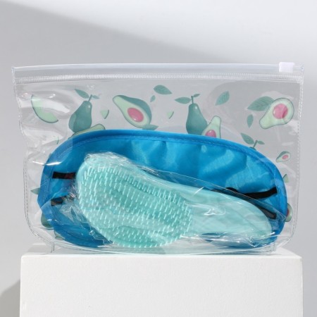 Avocado set, cosmetic bag, sleep mask and comb-10
