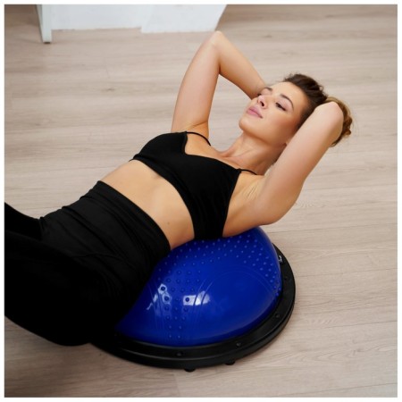 Half -sphere BOSU gymnastic onlytop, massage, with a pump, 55x25 cm, blue color-4
