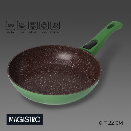 Foggling pan Magistro Avocado, D = 22 cm, removable handle Soft-Touch, anti-stick coating, induction, color green