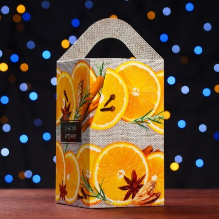 Gift box "Orange", tetrahedral large 10 x10 x18 cm-1