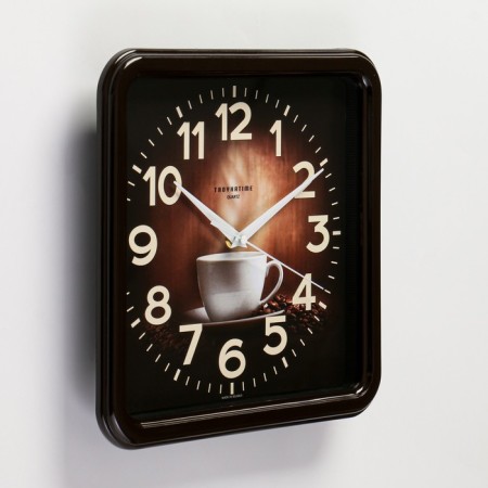 Wall clock, series: kitchen, "cup of coffee", smooth move, d = 26 cm, brown-1