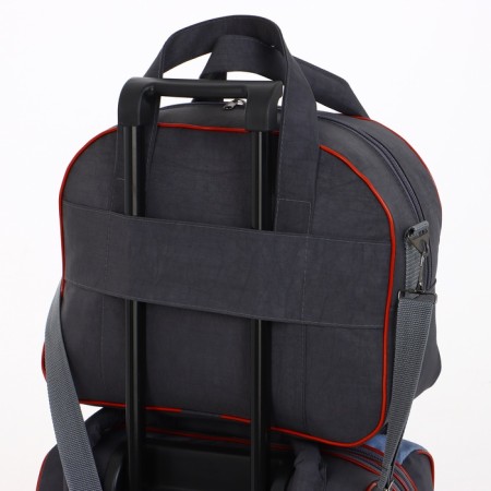 Small 37 L (S) suitcase with a SACVOYAGE bag, lightning department, extension, external pocket, gray color gray-12