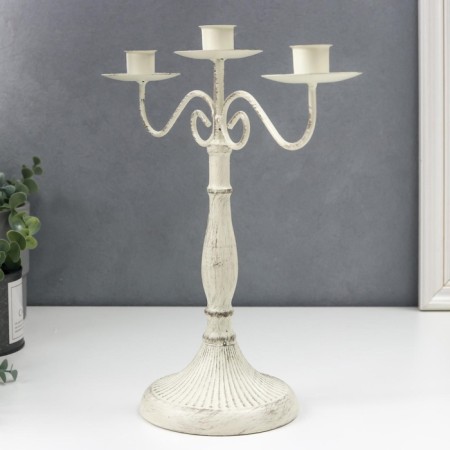 Summary Metal for 3 candles "Provence" white aged 31x13x30 cm-2