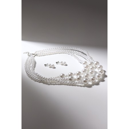 Set 2 objects: earrings, beads "tenderness", white color, 50 cm-3