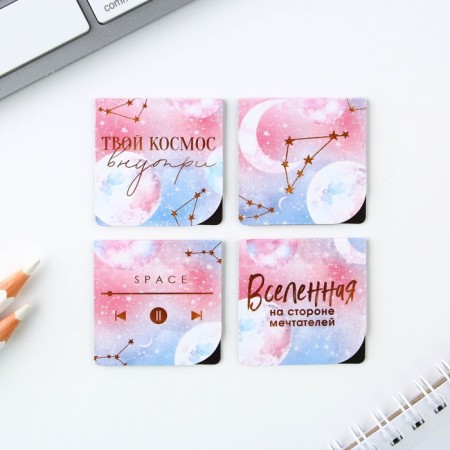 Magnetic bookmarks in a postcard, 4 pcs "Universe"-2