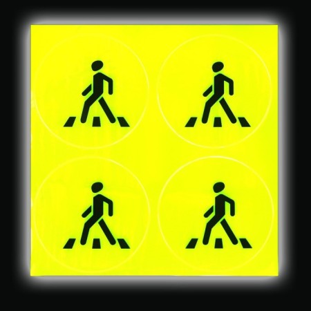 Reflective stickers "pedestrian", d = 6.5 cm, 4 pcs on the sheet, yellow color-3