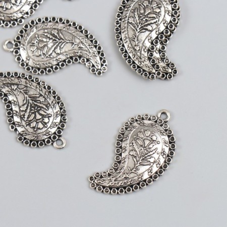 Decor for creativity Metal "Buta with Flower" silver 3.5x1.8 cm
