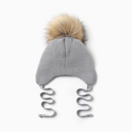 Children's hat minku with insulation, rn 42-44, color gray color-2