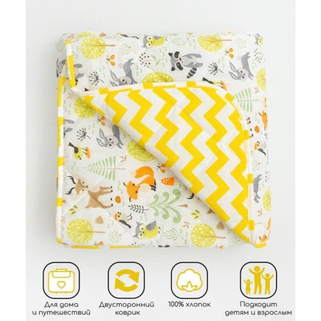Baby rug is soda, size 115x115 cm, print print, yellow color-7