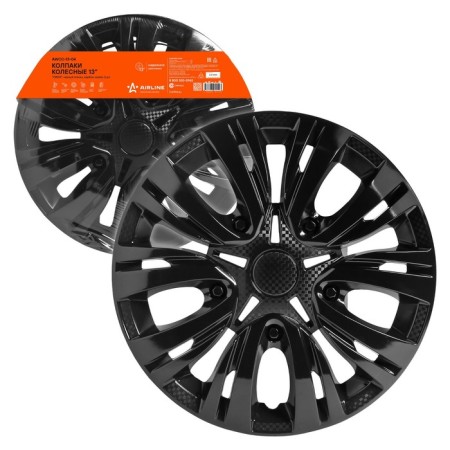 Wheel caps 13 "Lyon", Black Gloss, Carbon, 2 pcs Airline AWCC-13-04