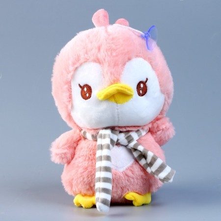 Soft toy "Penguin in a scarf", 24 cm, pink color-4