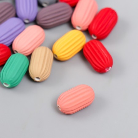 Acrylic beads "ribbed ovals" set 20 pcs mix 0.8x0.8x1.4 cm-1