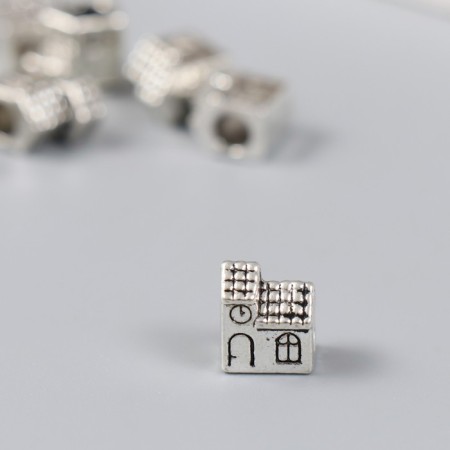 Bead for creativity Metal "House" silver 1.2 cm