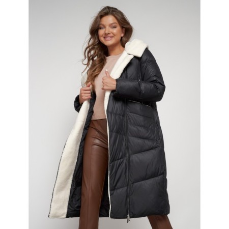 Coat insulated winter female, size 48, black color-17