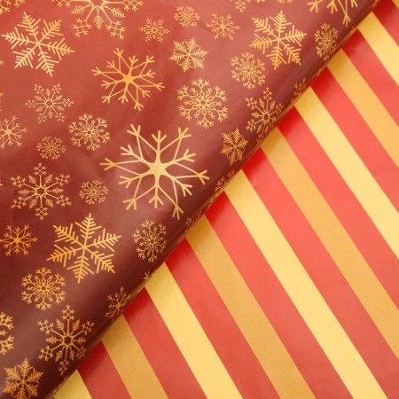 Glossy packaging paper "Red snowflakes", bilateral, 70 x 100 cm-2