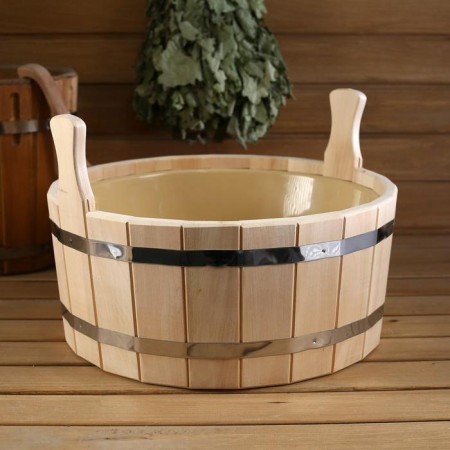 Gang made of linden, 15 l, round, plastic insert-2
