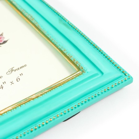 Photo frame Polystone 10x15 cm "Balt and roses" turquoise with gold, rectangular 23x15 cm-3
