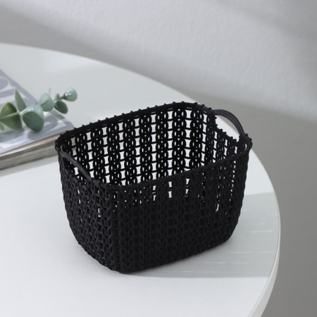 Storage basket with handles "Weaving", plastic, 12 × 8.5 × 8 cm, color mix