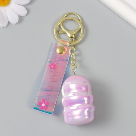 A keychain plastic, rubber with a carbine, a rosel strap of pink 3x3.5x5 cm-3