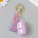 A keychain plastic, rubber with a carbine, a rosel strap of pink 3x3.5x5 cm