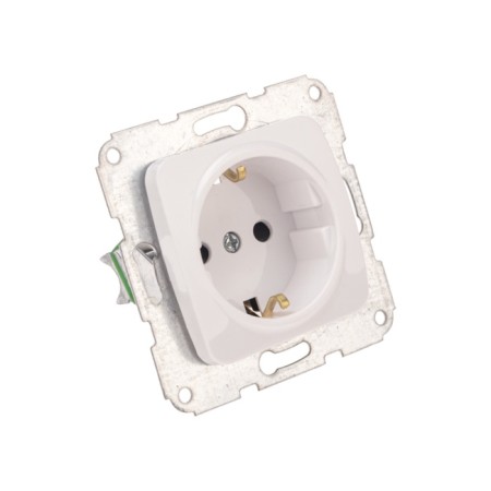 The mechanism of the socket Kranz 1st with grounding, protective curtains s/a 16a white KR-78-0212-1