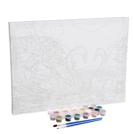 Picture on numbers on a canvas with a subframe "Swans on a quiet pond", 40 x 30 cm-3