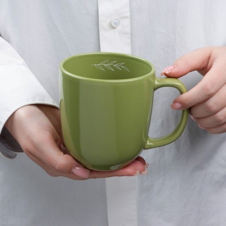 Ceramic olive mug, 450 ml, green color-5