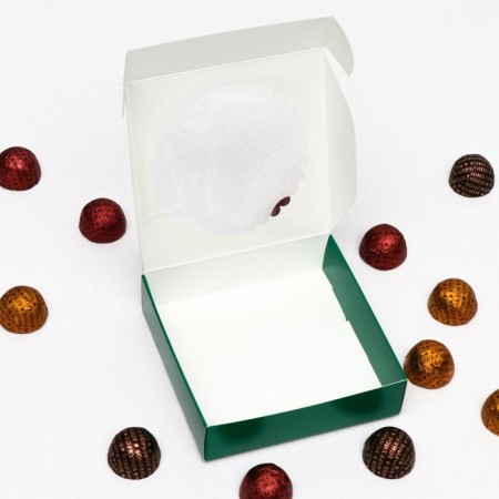 Gift box, with a transparent lid, emerald, 11.5 x 11.5 x 3 cm-1