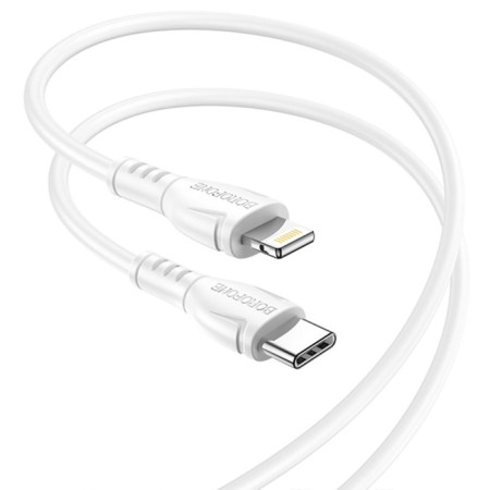 Cable Borofone BX51, Type -C - Lightning, 2.4 A, 1 m, PVC braid, white-1