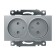 2-seater socket with a b/h protective curtain, 250V, 10A, Stekker Catherine, GLS10-7113-03, silver