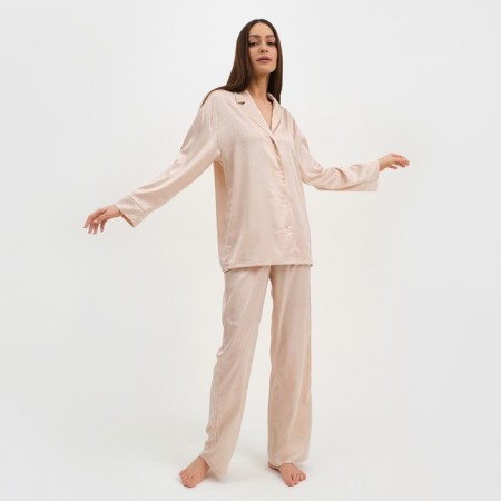 Female pajamas (shirt and trousers) KAFTAN "Triangles" Milk color, size 44-46-3