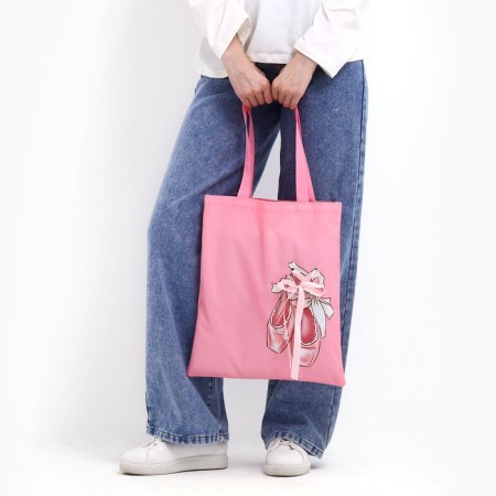 Shoper "Poins", 35 x 0.5 x 40 cm, with tape, pink color-2