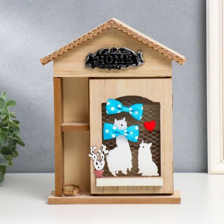 Keywood wood 4 hook and shelf "lamb" 26x21x6 cm