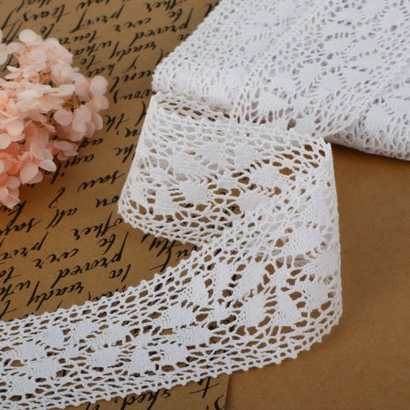 Knitted lace, 60 mm × 10 ± 1 m, white color