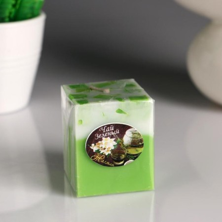 A candle-cube with a mosaic "Jasmine- Green Tea" Aromatic, 5 × 6 cm-1