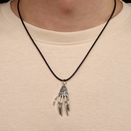 Unisex “Hand” pendant, color black silver on a black lace, 40 cm-2