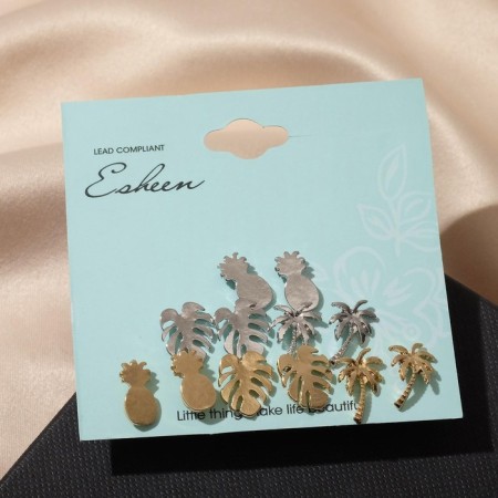 Pusets 6 pairs "beach" plants, golden-silver color