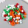 Pompons, 10 mm, 100 pcs/pack, 100% polyester, 5 colors in the assortment of 20 pcs