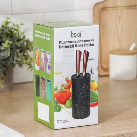 NEW knives stand, 22 × 11 cm, with filler, Soft-Touch coating, green color-3