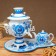 Gzhel set, oval, 3 objects, samovar 3 l, teapot 0.7 l, tray