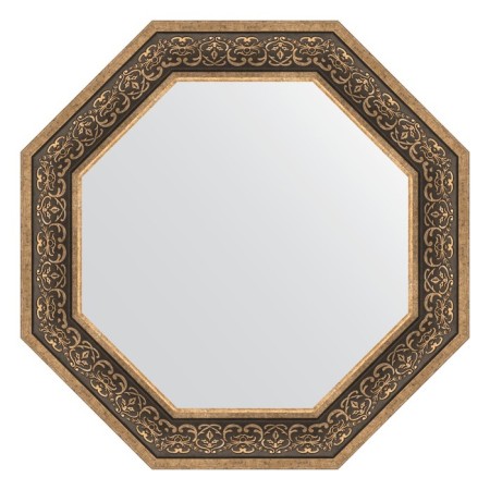 Mirror in the baguette frame, silver monogram 101 mm, 74x74 cm