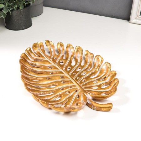 Souvenir Polystone stand "Big gold palm sheet" 4x22.5x30.5 cm-1