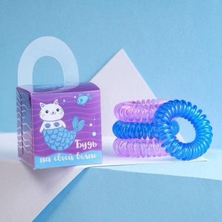 Hair gum spring "on the wave", 4 pcs, diam 3.5 cm-1