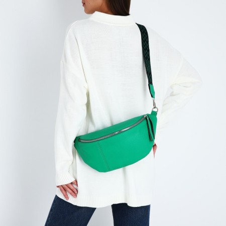 Bag Cross-Bodi with a zipper, green color-6