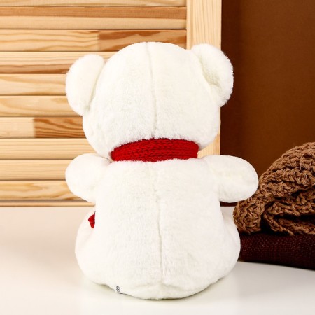 Soft toy "Bear in a scarf", white color-1