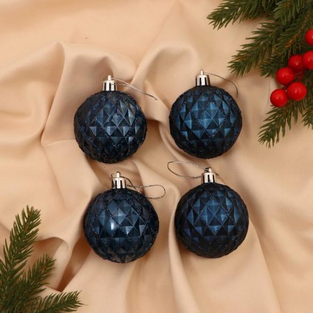 Set of balls plastic D-6 cm, 4 pcs "Gray" blue