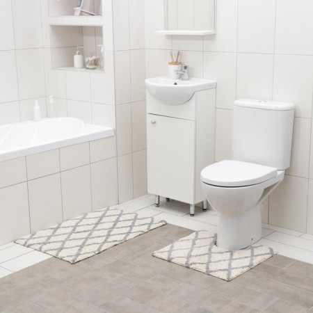 Набор ковриков для ванной и туалетай Доляна «AntiSlip», 2 шт, 50×80 см, 50×50 см-1