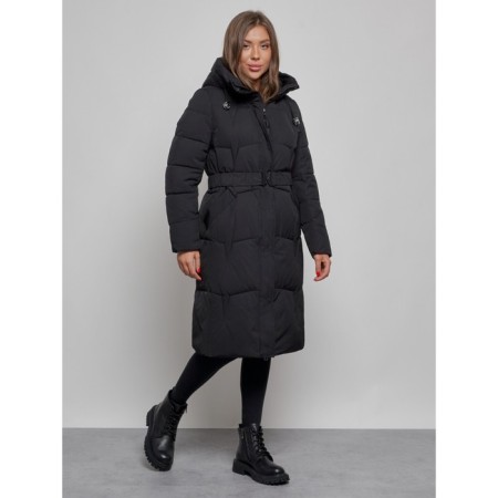 Coat insulated winter female, size 44, black color-1