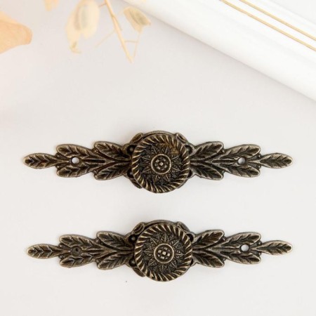 Decorative metal handle "Foliage" (set 2 pcs) 8.5x1.7x0.7 cm-3